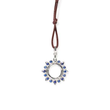 Halsschmuck, Weißgold, Tamara Comolli GYPSY Anhänger Sun 'Ocean' small