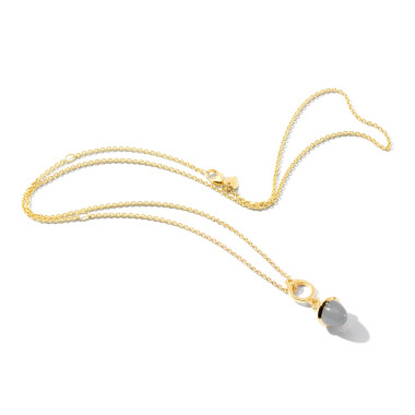 Gelbgold, Halsschmuck, Tamara Comolli MIKADO Halsketten-Set Grauer Mondstein