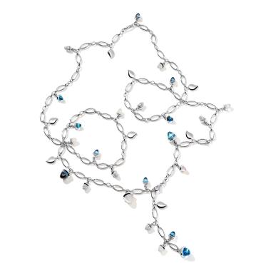 Halsschmuck, Weißgold, Tamara Comolli Langes MIKADO Collier Ocean