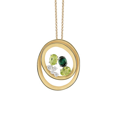         Gelbgold, Halsschmuck, Cammilli Dune Solar Color Anhänger mit Halskette