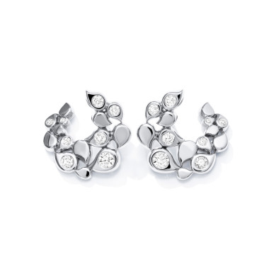         Weißgold, Ohrringe, Tamara Comolli SNOWFLAKES Hoop Classic alternating Earrings
