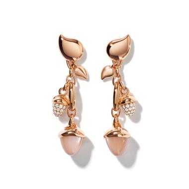 Ohrringe, Roségold, Tamara Comolli MIKADO Ohrringe Dangling 2 Acorns 'Camel' mit Diamant Pavé 