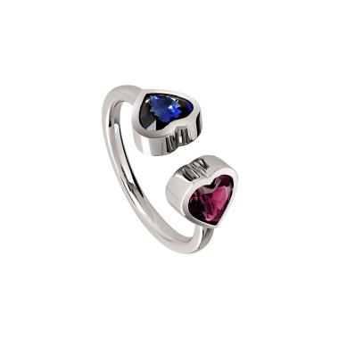 Ringe, Weißgold, ColorConcept by Natalie Doppel Herz Ring