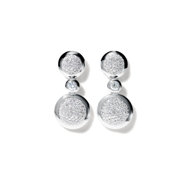         Weißgold, Ohrringe, Tamara Comolli BOUTON Ohrhänger 2 Cabochons mit Diamant-Pavé
