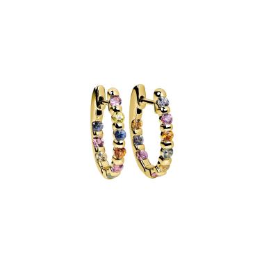 Ohrringe, Gelbgold, Ruppenthal Creolen oval Saphire fancy