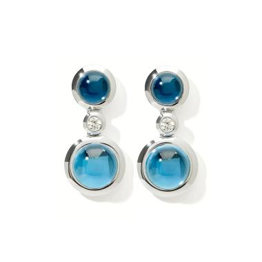 Ohrringe, Weißgold, Tamara Comolli BOUTON 2 Cabochon Ohrhänger Sky