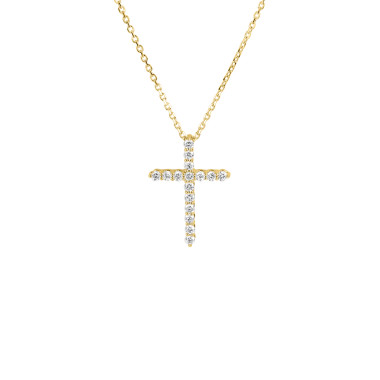         Gelbgold, Halsschmuck, Ruppenthal Collier mit Brillant-Kreuz