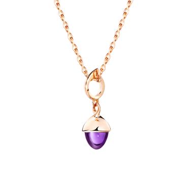 Halsschmuck, Roségold, Tamara Comolli MIKADO Flamenco Anhänger Amethyst
