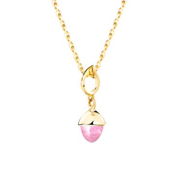 Halsschmuck, Gelbgold, Tamara Comolli MIKADO Flamenco Anhänger rosa Turmalin