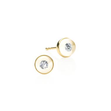 Ohrringe, Gelbgold, Schmuckwerk Ohrstecker Glasklar