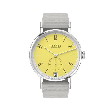 Unisex, Handaufzug, NOMOS Glashütte Tangente 38 Datum Kanari 