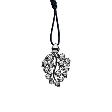 Halsschmuck, Weißgold, Tamara Comolli SNOWFLAKES Anhänger Leaf Classic 