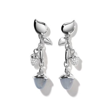 Ohrringe, Weißgold, Tamara Comolli MIKADO Ohrringe  Dangling 2 Acorns 'Cashmere' mit Diamant Pavé 