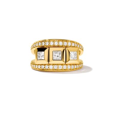 Ringe, Gelbgold, Tamara Comolli CURRICULUM VITAE Ring 3 mit Diamant Pavé small