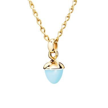 Halsschmuck, Gelbgold, Tamara Comolli MIKADO Anhänger Bouquet Aqua Chalcedon