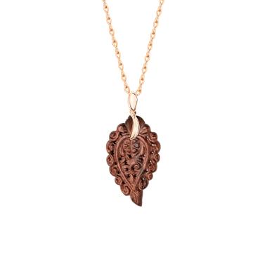 Halsschmuck, Roségold, Tamara Comolli INDIA Leaf Anhänger Small Snakewood