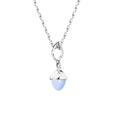 Halsschmuck, Weißgold, Tamara Comolli MIKADO Flamenco Anhänger Blauer Chalcedon