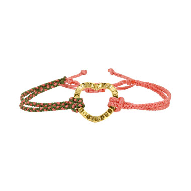         Gelbgold, Armschmuck, Zig Zag by Natalie Zig Zag & Woven Armband mit Herz-Anhänger 