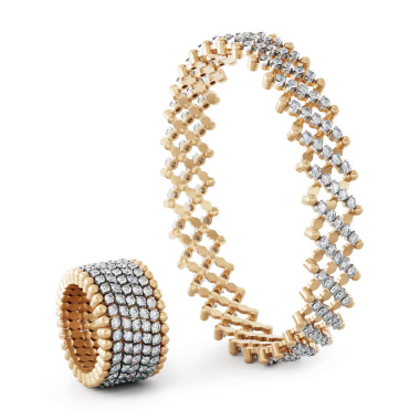         Roségold, Armschmuck, Serafino Consoli Brevetto Multi-Size Ring und Armband