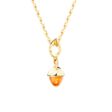         Gelbgold, Halsschmuck, Tamara Comolli MIKADO Flamenco Anhänger Mandarin Granat