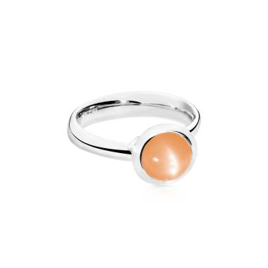 Ringe, Weißgold, Tamara Comolli BOUTON Ring small oranger Mondstein