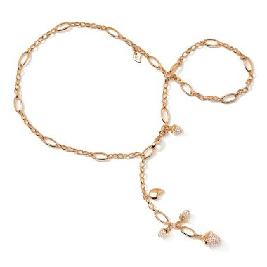 Halsschmuck, Roségold, Tamara Comolli MIKADO Collier Delicate mit Diamond Pavé 