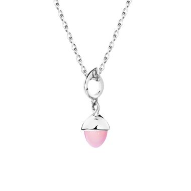 Halsschmuck, Weißgold, Tamara Comolli MIKADO Flamenco Anhänger pinker Chalcedon