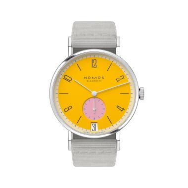 Unisex, Handaufzug, NOMOS Glashütte Tangente 38 Datum Katzengold 