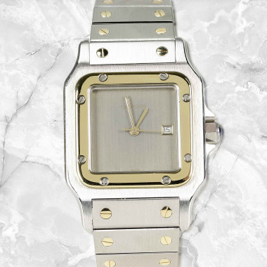         Cartier Cartier Santos – Ref. 2961, Stahl/Gelbgold Graues Zifferblatt