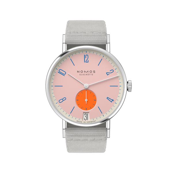 Unisex, NOMOS Glashütte Tangente 38 Datum Flamingopink 