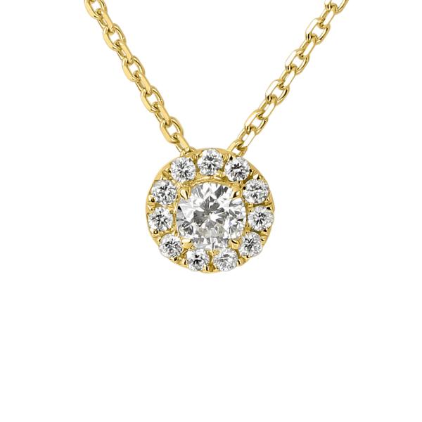 Halsschmuck, Gelbgold, Ruppenthal Brillant-Anhänger "Halo" mit Collier 