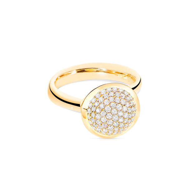         Gelbgold, Ringe, Tamara Comolli BOUTON Ring Large mit Diamant-Pavé