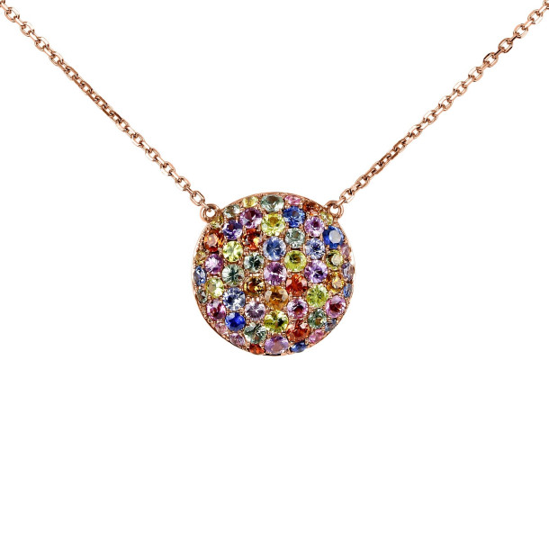         Rotgold, Halsschmuck, Ruppenthal Collier Saphire fancy