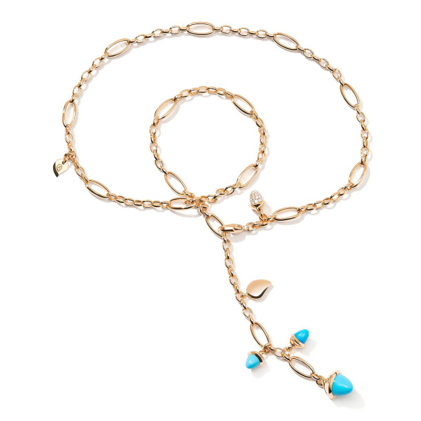         Roségold, Halsschmuck, Tamara Comolli MIKADO Halskette 'Türkis' mit Diamant-Pavé