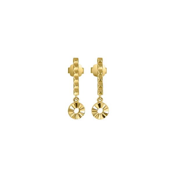         Gelbgold, Ohrringe, Zig Zag by Natalie Stabohrstecker mit Hänger rund
