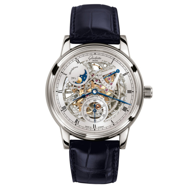         Damen- und Herrenuhr, Handaufzug, Glashütte Original Senator Mondphase 
Skelettierte Edition