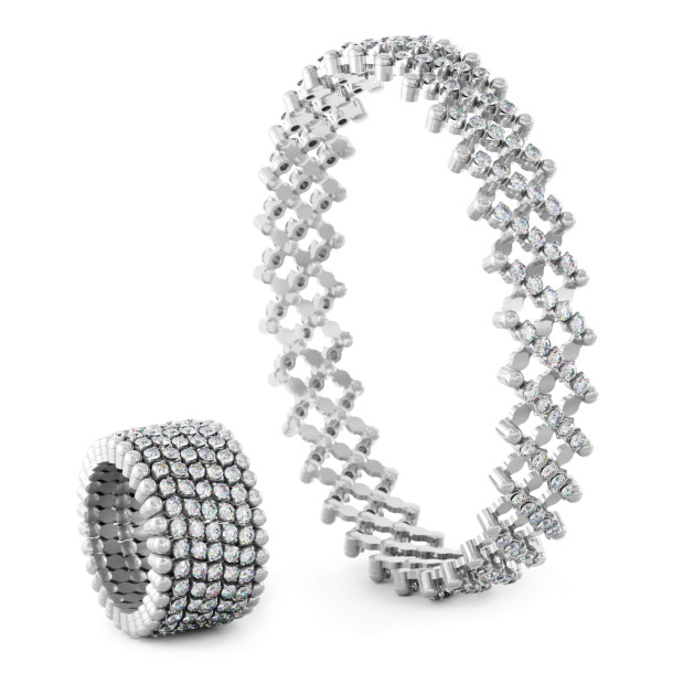         Weißgold, Ringe, Serafino Consoli Serafino Multi-Size Ring und Armreif