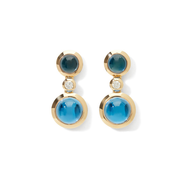         Gelbgold, Ohrringe, Tamara Comolli BOUTON Ohrhänger 2 Cabochons 'Sky'