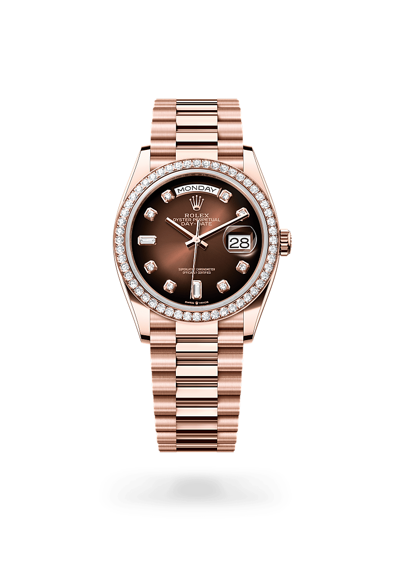 Rolex Day-Date 36 Herrenuhr (M128345RBR-0040) Oyster, 36 mm, Everose-Gold mit Diamanten