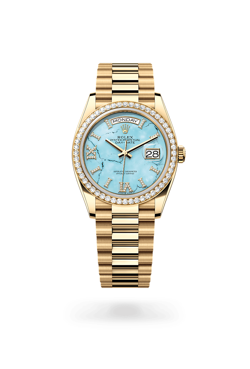 Rolex Day-Date 36 M128348RBR-0037 Herrenuhr - Oyster, 36 mm, Gelbgold mit Diamanten 