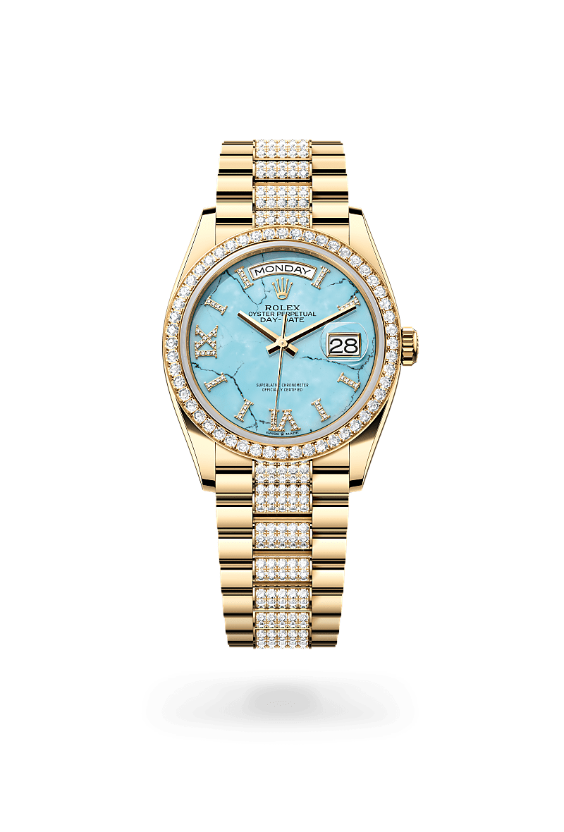 Rolex Day-Date 36 M128348RBR-0038 Herrenuhr - Oyster, 36 mm, Gelbgold mit Diamanten