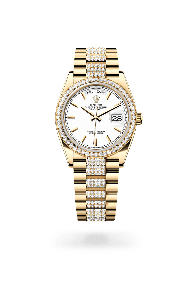 Rolex Day-Date 36 M128348RBR-0048 Herrenuhr - Oyster, 36 mm, Gelbgold mit Diamanten 