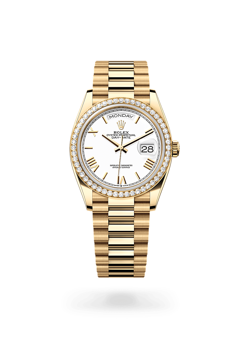 Rolex Day-Date 36 Herrenuhr (M128348RBR-0064) Oyster, 36 mm, Gelbgold mit Diamanten