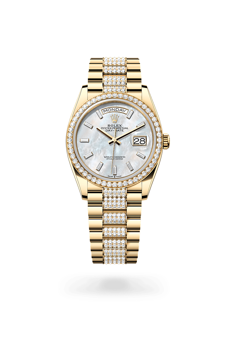 Rolex Day-Date 36 Herrenuhr (M128348RBR-0071) Oyster, 36 mm, Gelbgold mit Diamanten