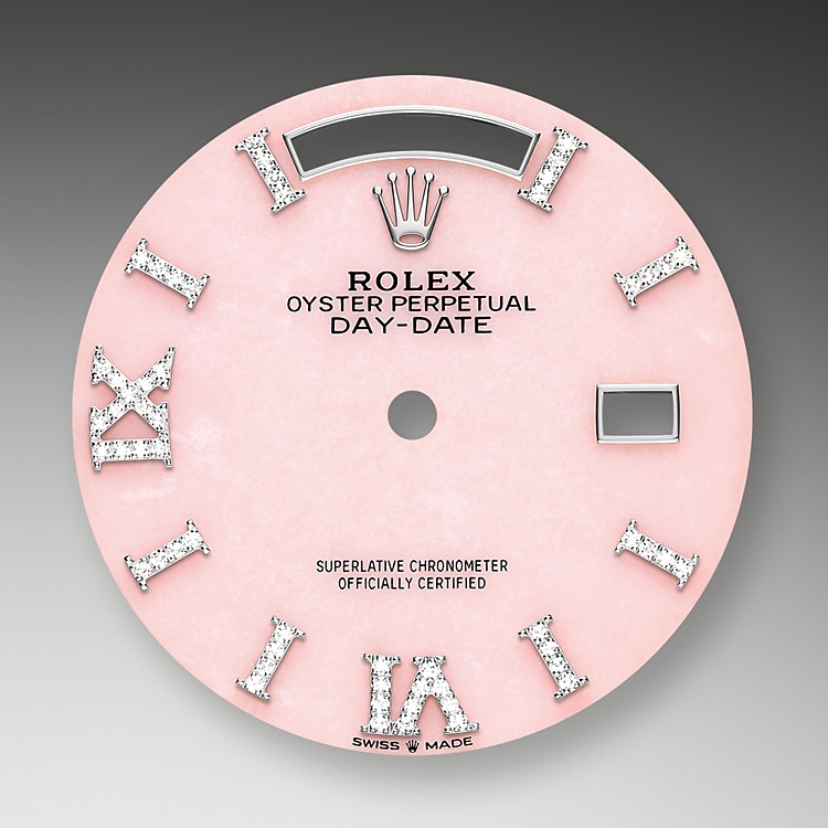 Zifferblatt in roséfarbenem Opal