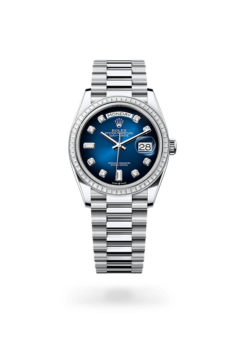 Rolex Day-Date 36 Herrenuhr (M128396TBR-0008) Oyster, 36 mm, Platin mit Diamanten