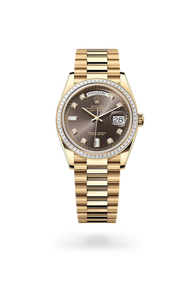 Rolex Day-Date 36 M128398TBR-0006 Herrenuhr - Oyster, 36 mm, Gelbgold mit Diamanten 