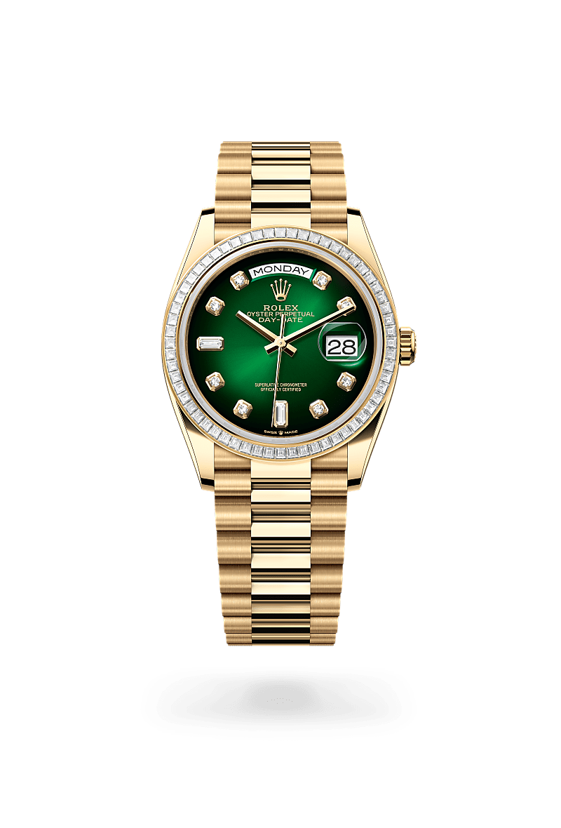 Rolex Day-Date 36 Herrenuhr (M128398TBR-0008) Oyster, 36 mm, Gelbgold mit Diamanten