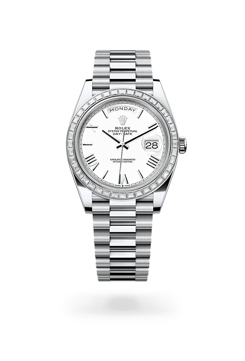 Rolex Day-Date 40 Herrenuhr (M228396TBR-0018) Oyster, 40 mm, Platin mit Diamanten