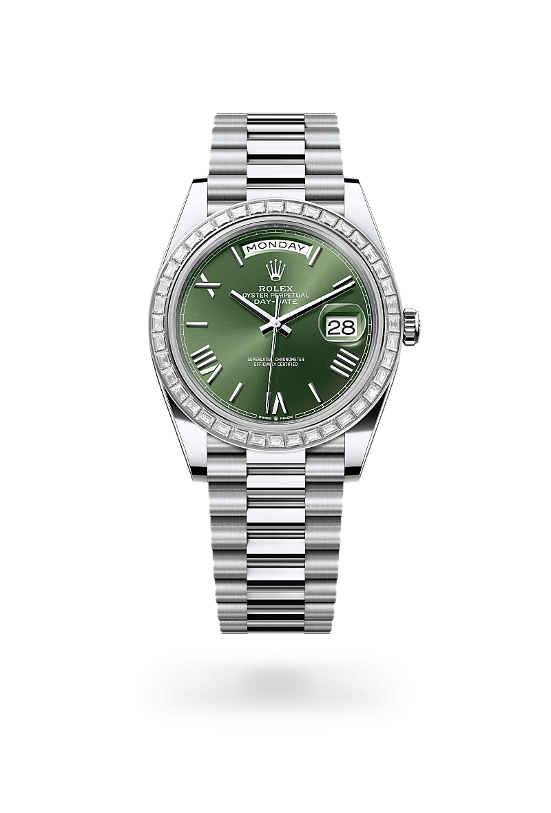Rolex Day-Date 40 Herrenuhr (M228396TBR-0020) Oyster, 40 mm, Platin mit Diamanten